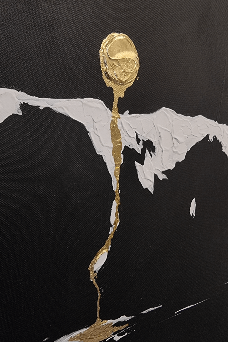 Acrylbild mit Goldenem Mond.