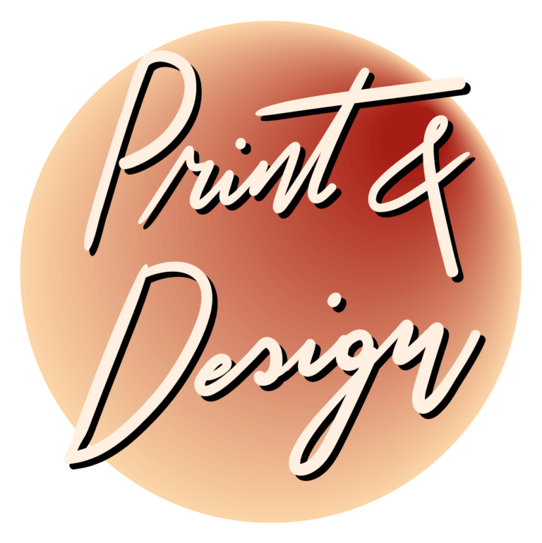 Print & Design Icon mit Handlettering.